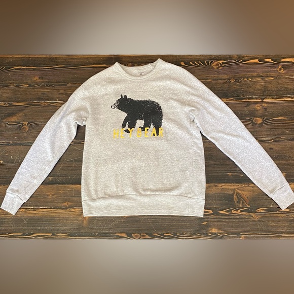 Gray “Hey Bear” Print Men's Sweat Shirt - Picture 1 of 5